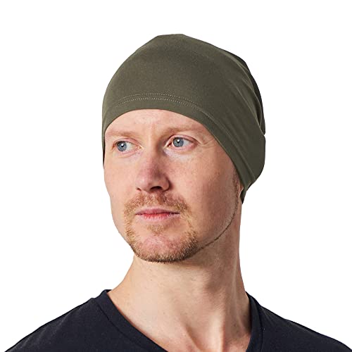 CHARM 2er Set Beanie Herren Damen - Sommer Beanie Travel Sport Mütze Unterziehmütze Unterhelmmütze Fahrrad Cycling Cap Dünn Made In Japan Khaki von CHARM