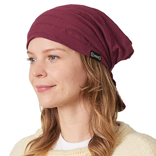 CHARM Baumwoll Kopftuch Turban Bandana - Damen Kappe Tuch Chemo Herren Piraten Burgund von CHARM