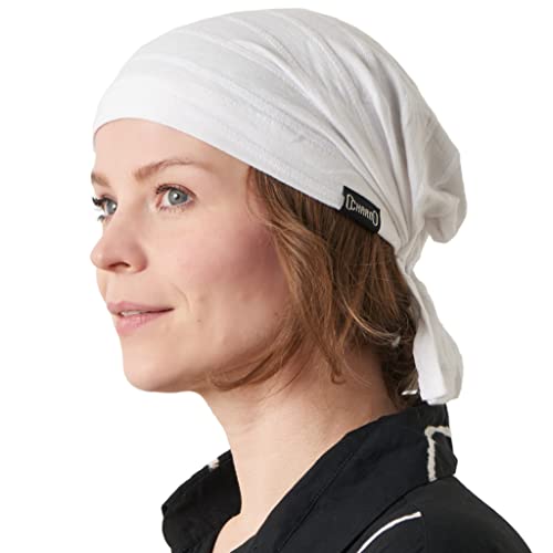 CHARM Baumwoll Kopftuch Turban Bandana - Damen Kappe Tuch Chemo Herren Piraten Weiß von CHARM