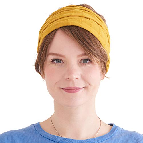 CHARM Baumwolle Haarband Stirnband Bandana Unisex -Weich Breites Chemo Headband Japanisch Mustard von CHARM