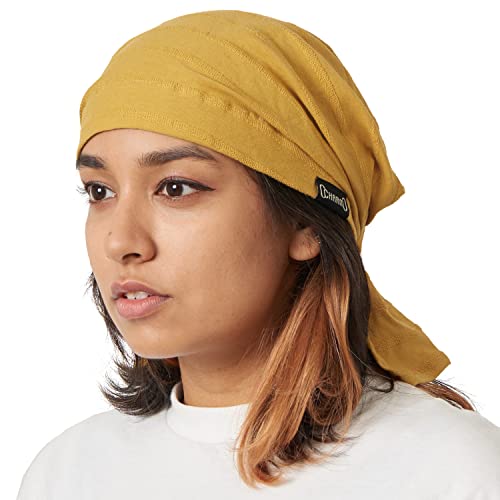 CHARM Baumwoll Kopftuch Turban Bandana - Damen Kappe Tuch Chemo Herren Piraten Mustard von CHARM