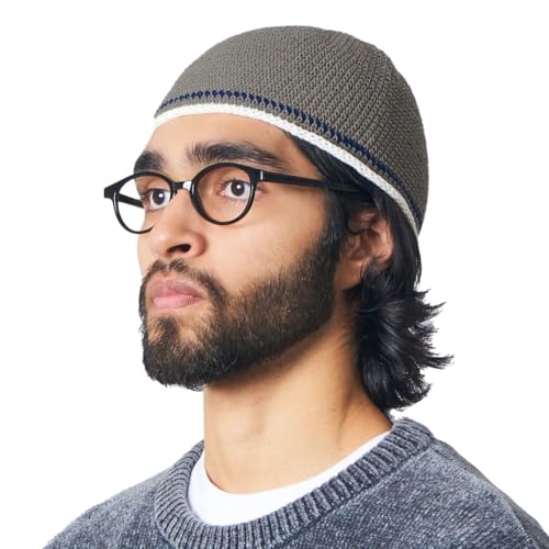 CHARM Beanie Herren Strick Mütze - Namaz Takke Dünne Häkel Cap Elastisch Japanische Anthrazit von CHARM