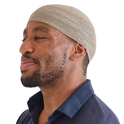 CHARM Bio-Baumwolle Schädel Mütze Kufi Islam Gebets Hut Schädelmütze Mütze Herren Kopfbedeckungen Mix Beige L von CHARM