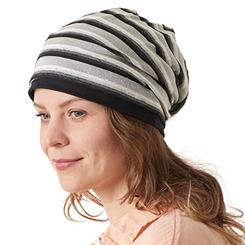 CHARM Bio Baumwolle Slouch Beanie Gemacht In Japan Groß Weich Sommer Hut Kühlung Beanie Für Männer & Frauen Krebs Chemo Mode Silber Schwarz von CHARM
