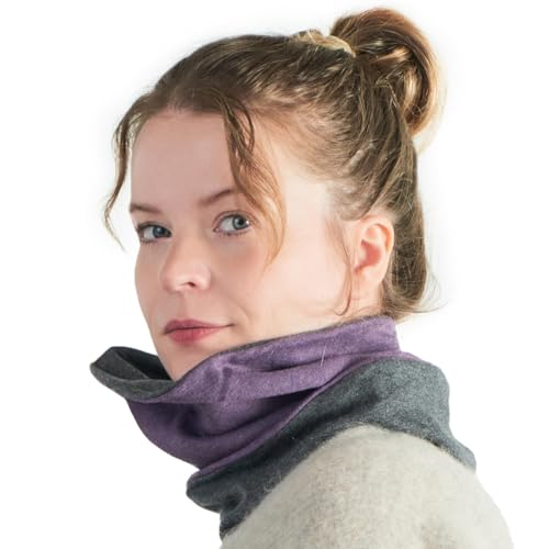 CHARM Bio Baumwolle Stirnband Halstuch - Loop Schal Schlauchtuch Maskenschal Dunkelgrau & Lila von CHARM