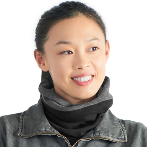 CHARM Bio Baumwolle Stirnband Halstuch - Loop Schal Schlauchtuch Maskenschal Schwarz & Dunkelgrau von CHARM