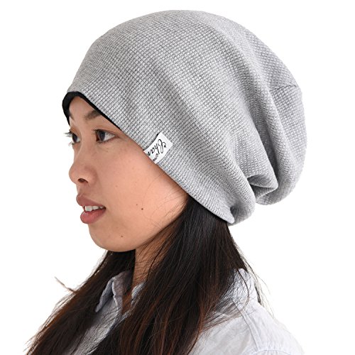 CHARM Slouchy Beanie Hut Baggy Baumwolle Strick-Mütze Elastisch Japanische Koreanisch Mode Sommer Winter Hellgrau (Style A) von CHARM