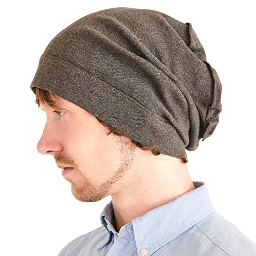 CHARM Bio Baumwolle Slouch Beanie Slouchd Baggy Hut Für Männer & Frauen Hipster Mode Kopfbedeckungen Braun von CHARM