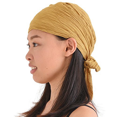 CHARM Raffen Turban Bandana Mütze Kopf Schal Alle Jahnreszeit Boho Schick Pirat Senfgelb von CHARM
