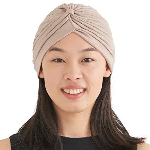 CHARM Twist Falten Kopf Wickeln Turban Mütze Wahrsager Hut Retro Vintage Beige von CHARM