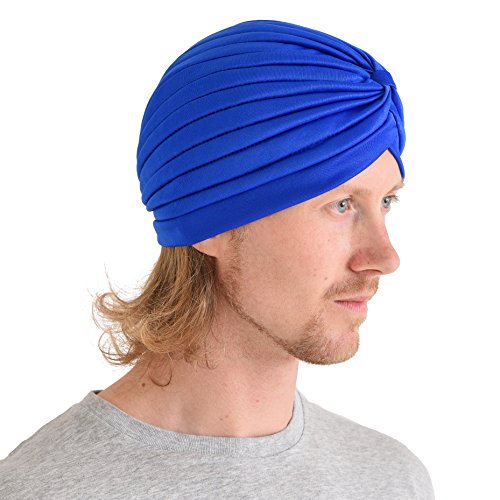 CHARM Twist Falten Kopf Wickeln Turban Mütze Wahrsager Hut Retro Vintage Blau von CHARM