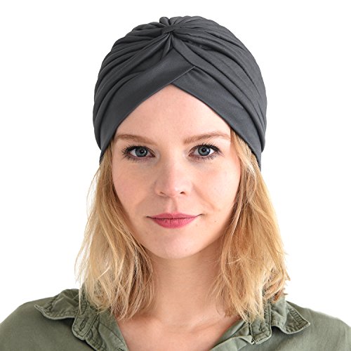 CHARM Twist Falten Kopf Wickeln Turban Mütze Wahrsager Hut Retro Vintage Dunkelgrau von CHARM