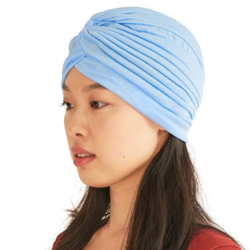 CHARM Twist Falten Kopf Wickeln Turban Mütze Wahrsager Hut Retro Vintage Sky Blau von CHARM