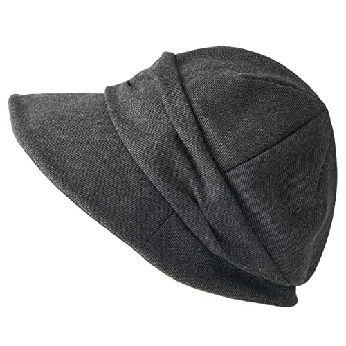 CHARM Damen Newsboy Wintermütze Ballonmütze - Bio-Baumwolle Bonnet Visor Chemo Schwarz von CHARM