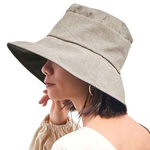CHARM Damen Sonnenhut UVSchutz Strandhut - Sommerhut Breite Krempe Japanisch Hellbraun CHARM Damen Sonnenhut UVSchutz Strandhut - Sommerhut Breite Krempe Japanisch Hellbraun von CHARM