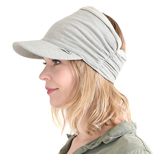 CHARM Damen Sonnenschutz Cap Schirm Hut Golf Tennis Kappe Hut Sonnenblende Visor Hellgrau von CHARM