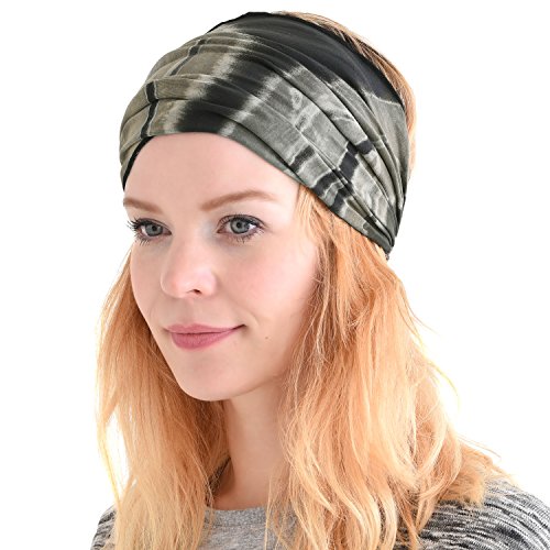 CHARM Damen Stirnband Headband Bandana Band Hand gefärbt Japanisch Haar Marmor Schwarz von CHARM