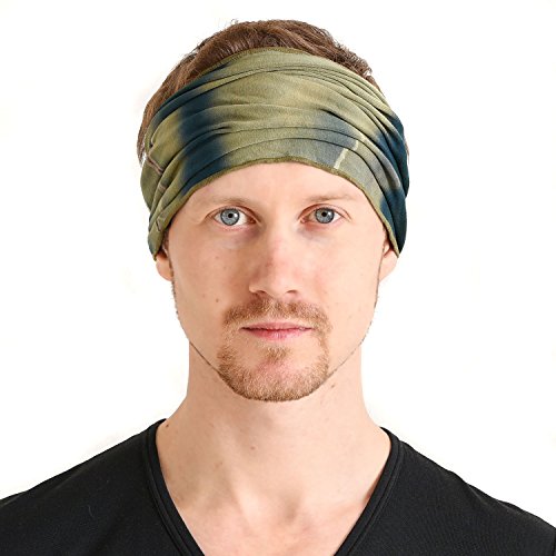 CHARM Damen Stirnband Headband Bandana Band Hand gefärbt Japanisch Haar Marmor khaki von CHARM
