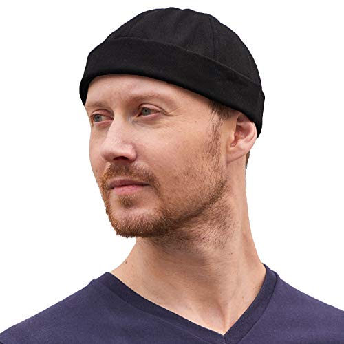 CHARM Herren Baumwolle Dockermütze Baseball Cap - Damen Seemannsmütze Hafenmütze Docker-Cap Schwarz von CHARM