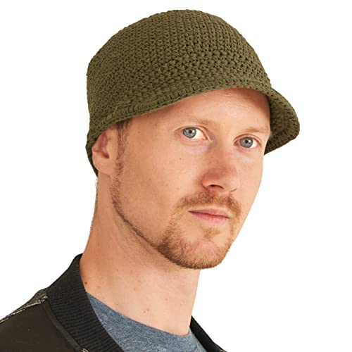 CHARM Herren Fischermütze Kufi Beanie - Schädel Mütze 100% Baumwolle Häkel Chemo Hut Grün von CHARM