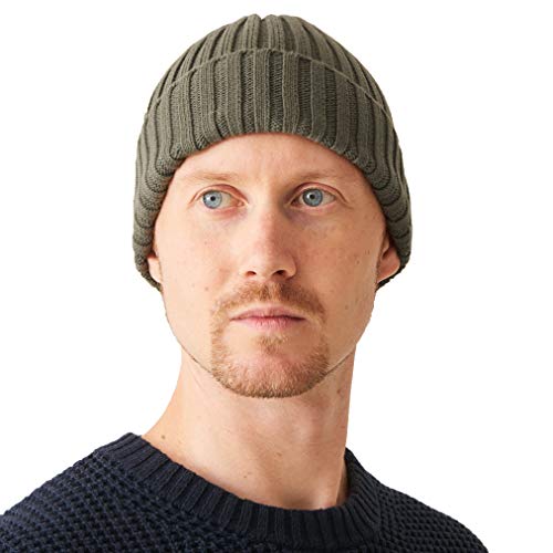 CHARM Herren Fisherman Beanie 100% Baumwolle Damen Strick Beanie Mütze Klassisches Einfaches Design Gerippt Slouch Hut Khaki von CHARM