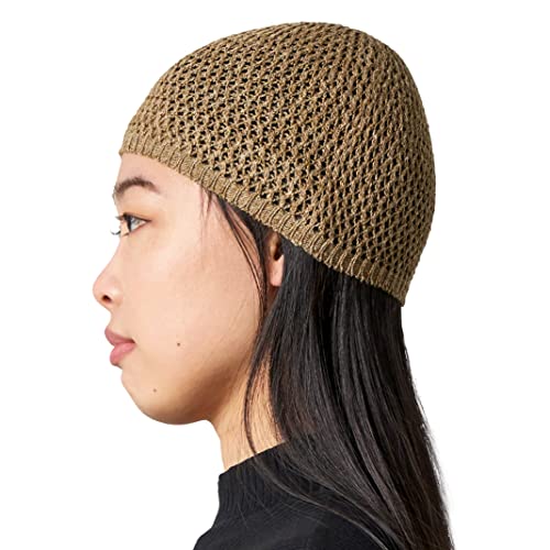 CHARM Herren Hanf Sommer Häkelmütze - Gebetsmütze Islam Namaz Takke Strick Beanie Mütze Cap Skull Kufi XL Hellbraun von CHARM
