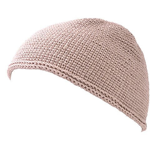 CHARM Herren Mütze Short Beanie - Strick Kopfbedeckung Skull Cap Kufi Muslim Takke Islam Namaz in 2 Größen Rosa Beige von CHARM