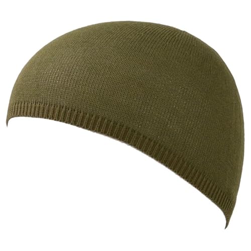 CHARM Herren Sommer Skull Cap Strick Kufi Mütze - Gebet Namaz Takke Short Beanie Kopfbedeckung Fahrrad Helm Dünn Khaki von CHARM