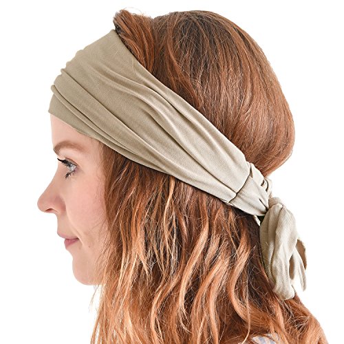 CHARM Herren Stirnband Bandana Kopftuch - Haarband Damen Wickeln Pirat Ninja Beige von CHARM