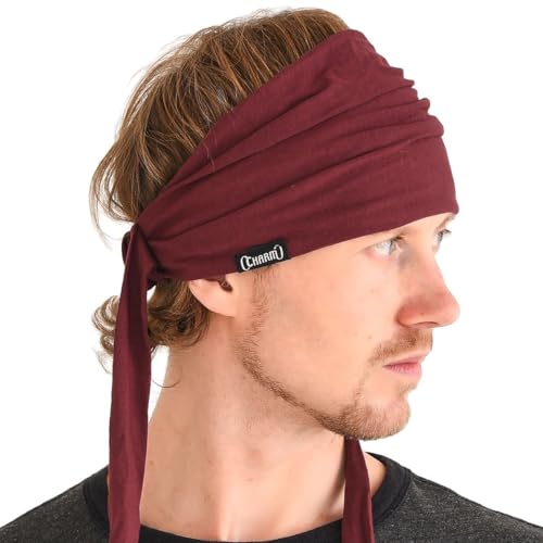 Stirnband Herren Bandana Kopftuch, Haarband Damen Wickeln Lange Dekorative Bänder, Schweißbänder Japanische Mode, Zubehör Für Pirat Ninja Weinrot von CHARM
