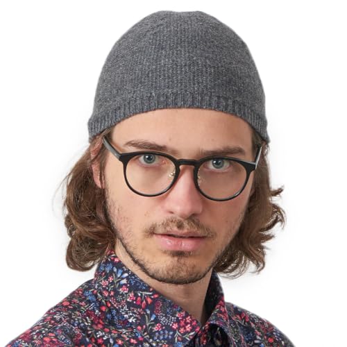 CHARM Herren Winter Mütze Kufi - Skull Cap Fisherman Beanie Hüte Islam Muslim Gebet Kappe Takke Namaz Aus Wolle Dunkel Grau L von CHARM