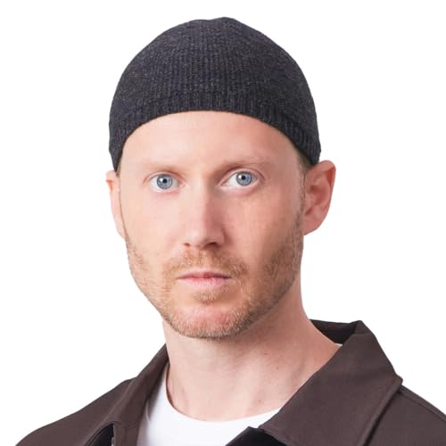 CHARM Herren Winter Mütze Kufi - Skull Cap Fisherman Beanie Hüte Islam Muslim Gebet Kappe Takke Namaz Aus Wolle Schwarz L von CHARM