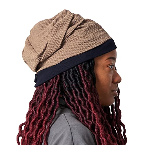 CHARM Hipster Beanie für Damen Herren - Herbst Frühling Sommer Mütze aus Waffelpique mit Baumwolle Falten Braun von CHARM