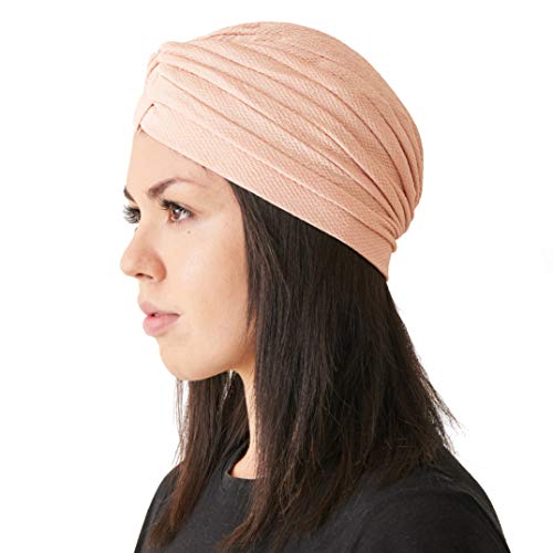 CHARM Krepp Twist Turban Unisex - Boho Kopftuch Arabische Sikh Kostüm Festival Hellrosa von CHARM