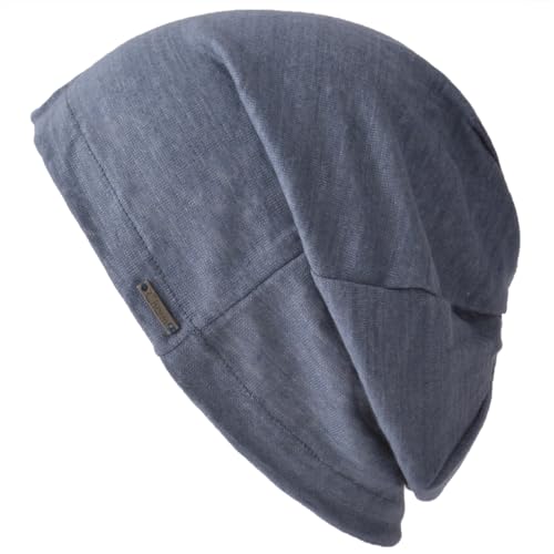 CHARM Leinen Beanie Sommer Mütze - Damen Aus Japan Hut Strick Dünn Leichte Navy von CHARM
