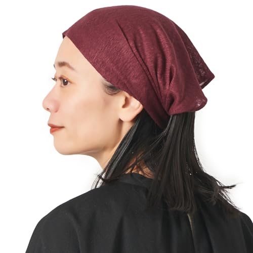 CHARM Leinen Haarband Herren Bandana - Damen Piraten Stirnband Kopftuch Kopf Band Elastisch Haarband Sport Mode Burgund von CHARM