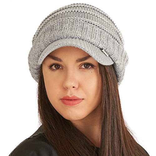 CHARM Mütze Schirm Visor Wintermütze - Herren Schildmütze Beanie Damen Schirmmütze Strick Mit Schild Mix Grau von CHARM