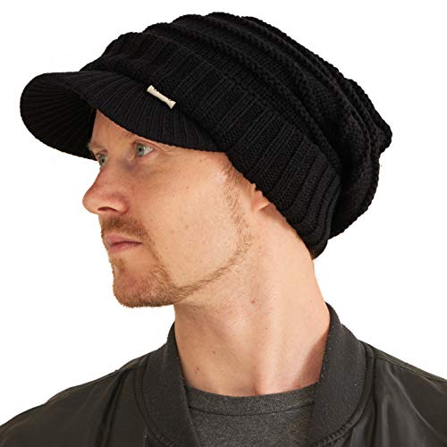 Mütze Schirm Visor Wintermütze - Herren Schildmütze Beanie Damen Schirmmütze Strick Mit Schild Schwarz von CHARM