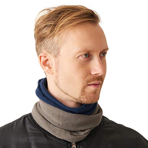 CHARM Multifunktionstuch Nackenwärmer Stirnband Mützen - 100% Seide & Wolle Rundschal Schlauchschal Zubehören Chemo Hut Empfindlich Haut Damen Herren Navy von CHARM