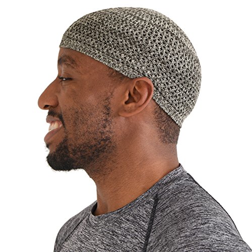 CHARM Seide Schädel Mütze Handgefertigt in Japan Dehnbar Kufi Hut Beanie für Männer Herren Damen Mix Braun L von CHARM