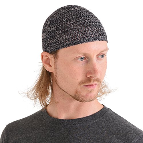 CHARM Seide Schädel Mütze Handgefertigt in Japan Dehnbar Kufi Hut Beanie für Männer Herren Damen Mix Schwarz M von CHARM