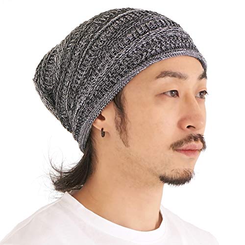 CHARM Slouch Strickmütze Baumwolle Chemo Hut - Sommer Weite Mütze Hipster Beanie Herren Damen Schwarz von CHARM