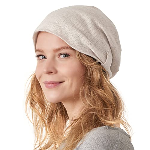 CHARM Slouchy Beanie Mütze Für Damen & Herren - Baumwolle Sommer Hut Chemo Kopfbedeckung Schlafmütze Dünn Frühjahr Weiß von CHARM