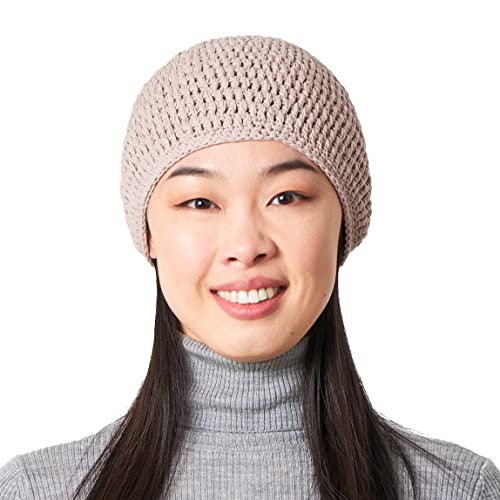 CHARM Sommer Strick Mütze Im Kufi Gebetsmütze Stil - Herren Damen Beanie aus Baumwolle Hut Sonnen Cap Rosa Beige von CHARM