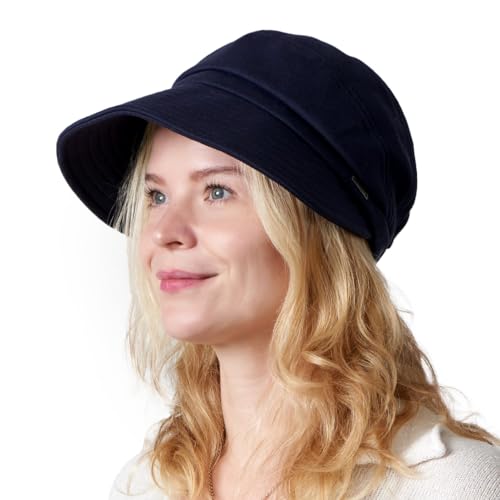 Sonnenhut Damen Sonnen Schirm Mütze - Kopfbedeckung Sommer Käppi mit Zopf Loch Beanie Visor Kappe Winter Cap Navy Dunkel Blau von CHARM