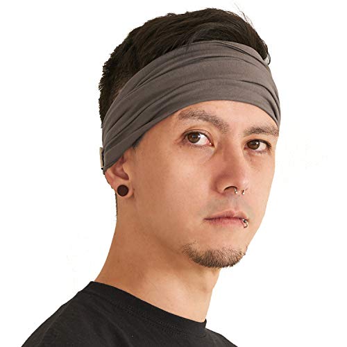 CHARM Stirnband Herren Bandana Damen - Kopftuch Herren Hair Band Men Headband Damen Piraten Haarband Männer Sport Anthrazit M von CHARM