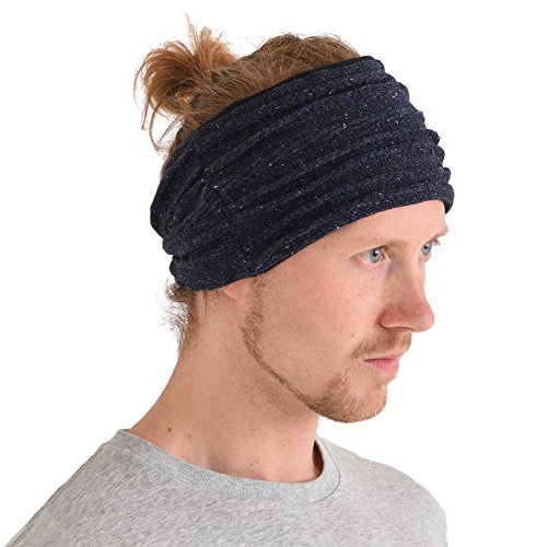 CHARM Strick Stirnband Mit Bio Baumwolle Turban Mode Haar Band Herren Damen Gemacht In Japan Marine von CHARM