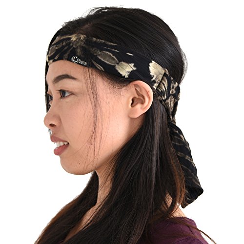 CHARM Tie Dye Stirnband Hippie Elastisch Bandana - Bohemien Kopf Abdeckung Für Männer & Frauen Psychedelisch Blume Muster 60'S 70'S Retro Boho D von CHARM