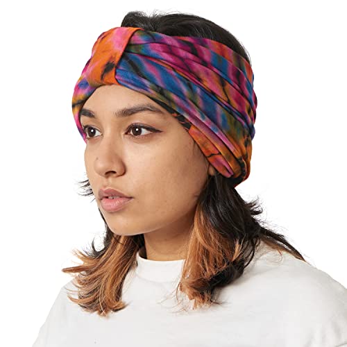 CHARM Tie Dye Stirnband Hippie Mode Elastisch Kopf Wickeln Abdeckung 60'S 70'S Retro Bandana Psychedelisch Blume Muster B von CHARM