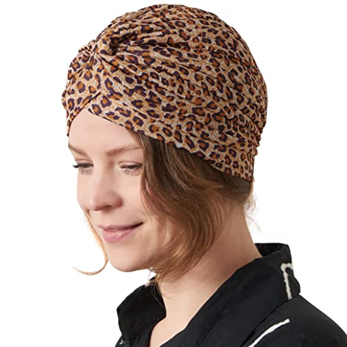 CHARM Twist Falten Kopf Wickeln Turban Mütze Wahrsager Hut Retro Vintage Leopardenmuster von CHARM